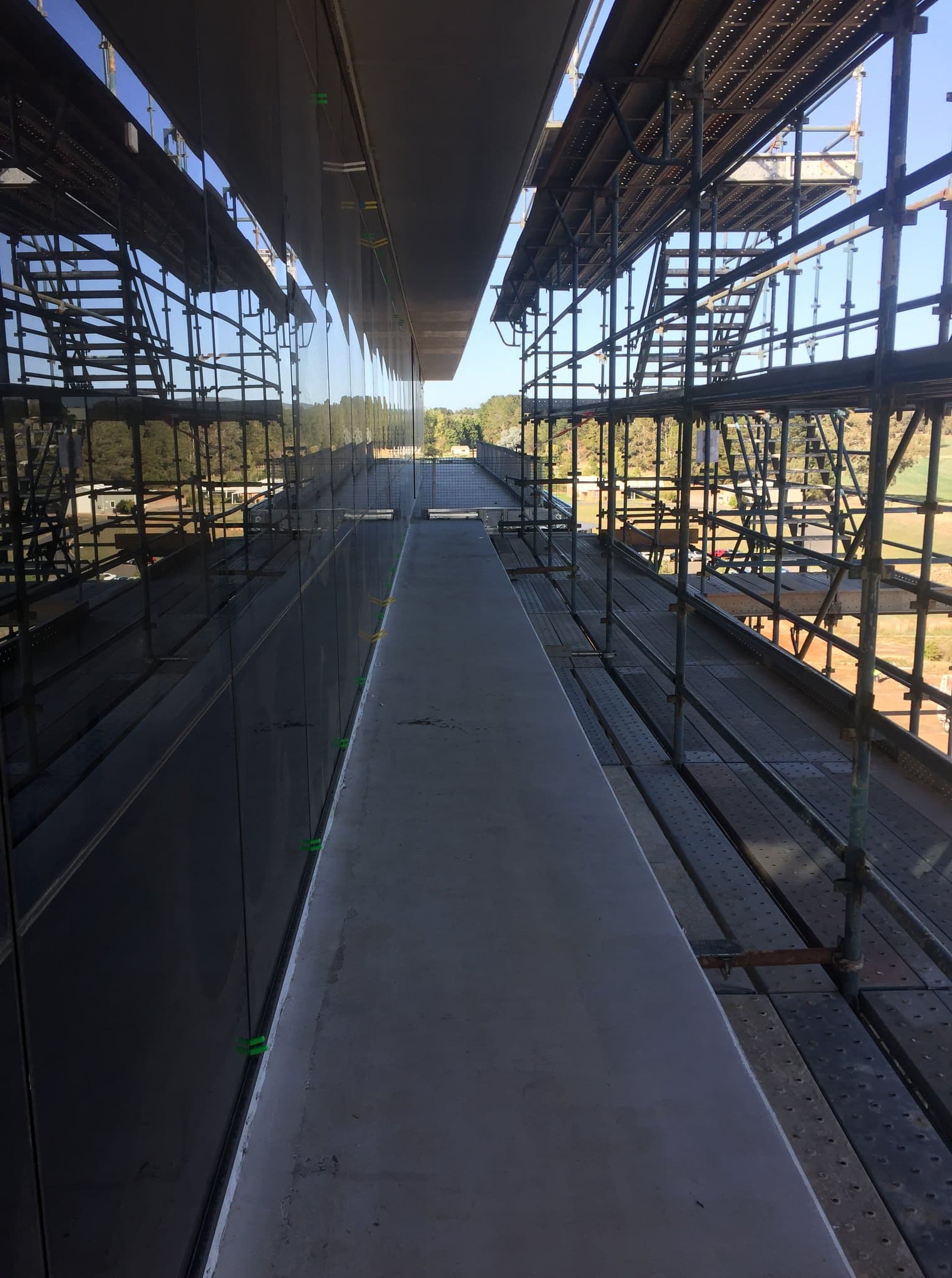 Commercial building scaffolding