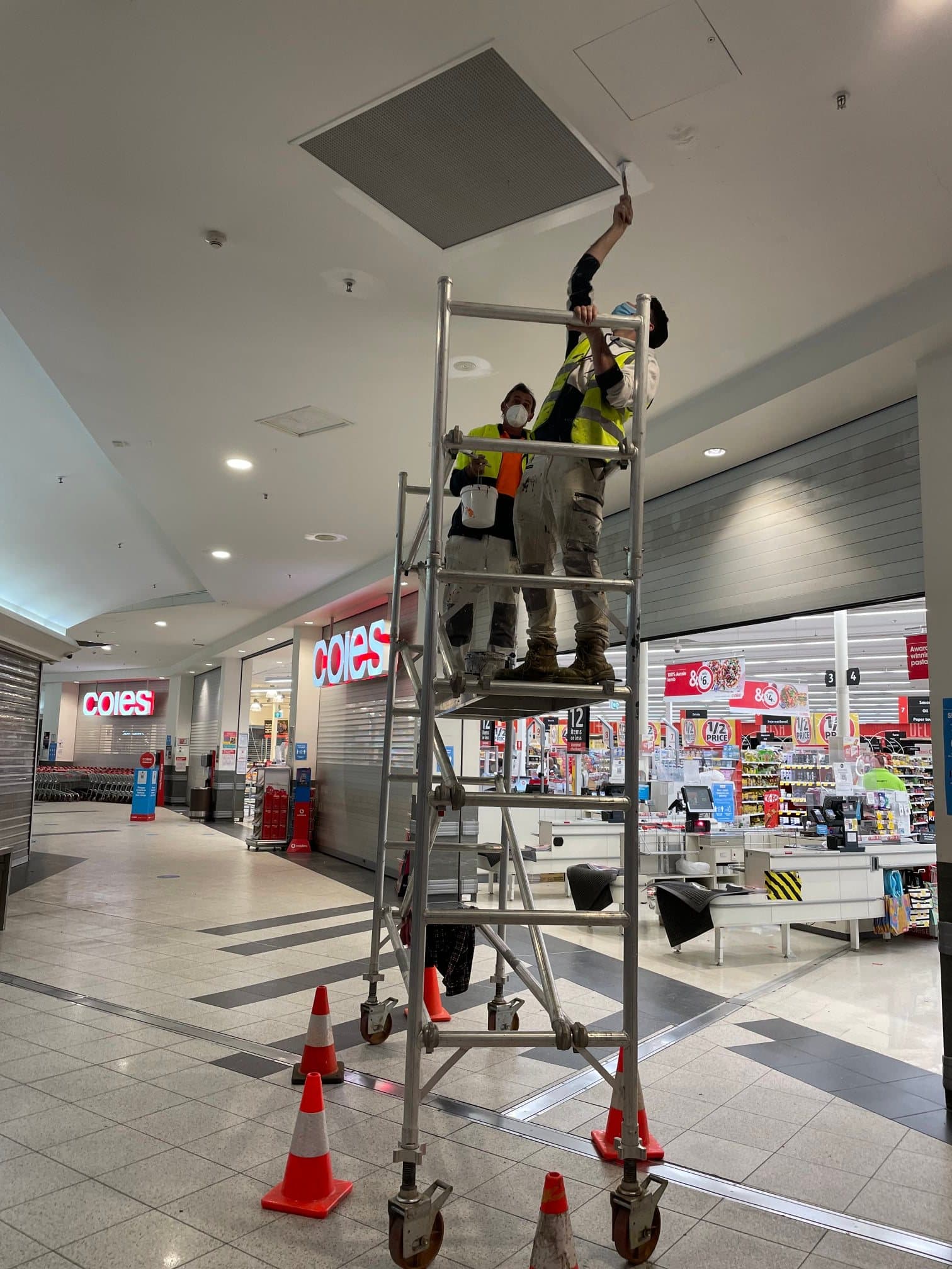 Shopping centre ceiling painting
