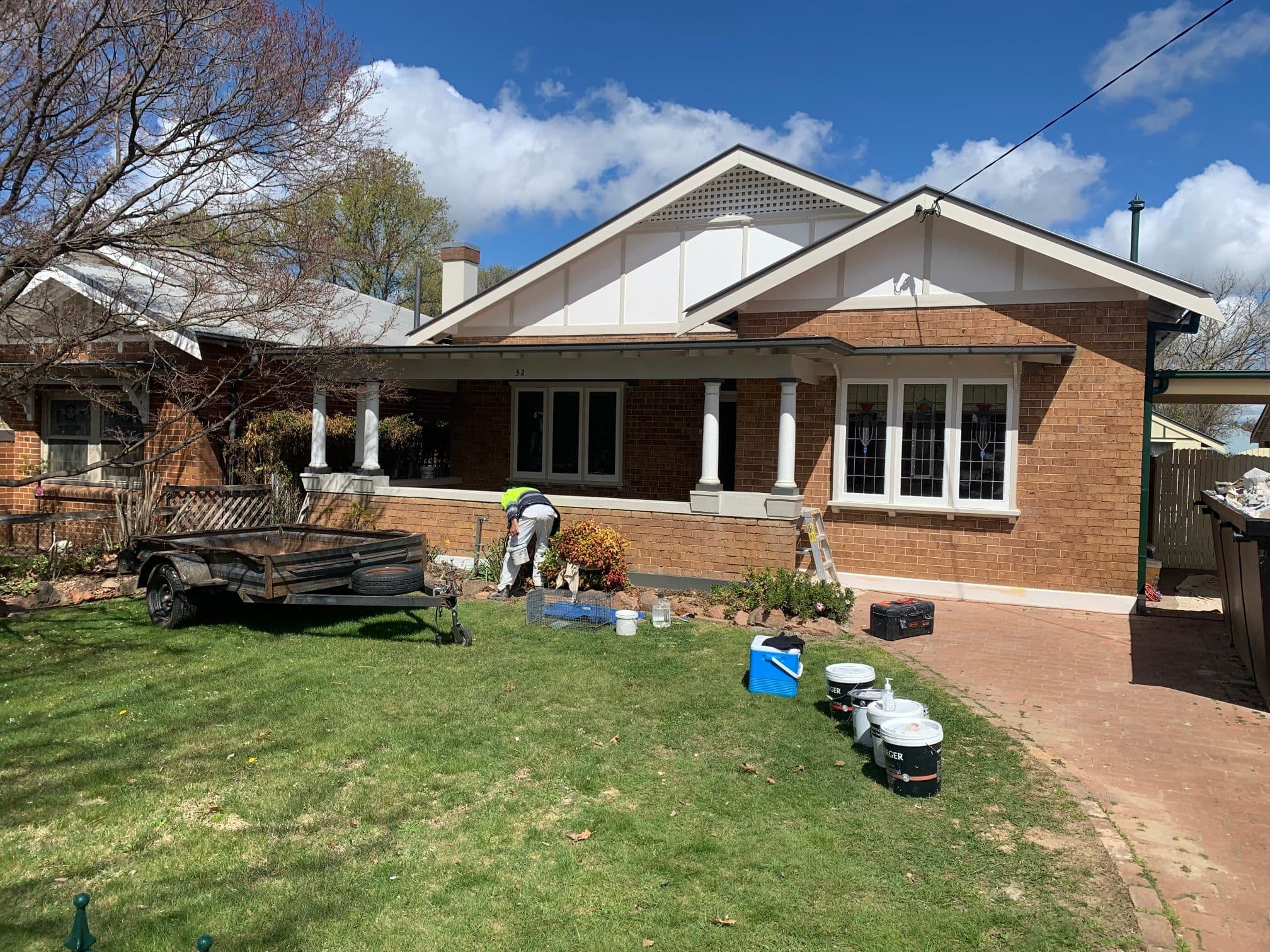 Brick house exterior trim painting