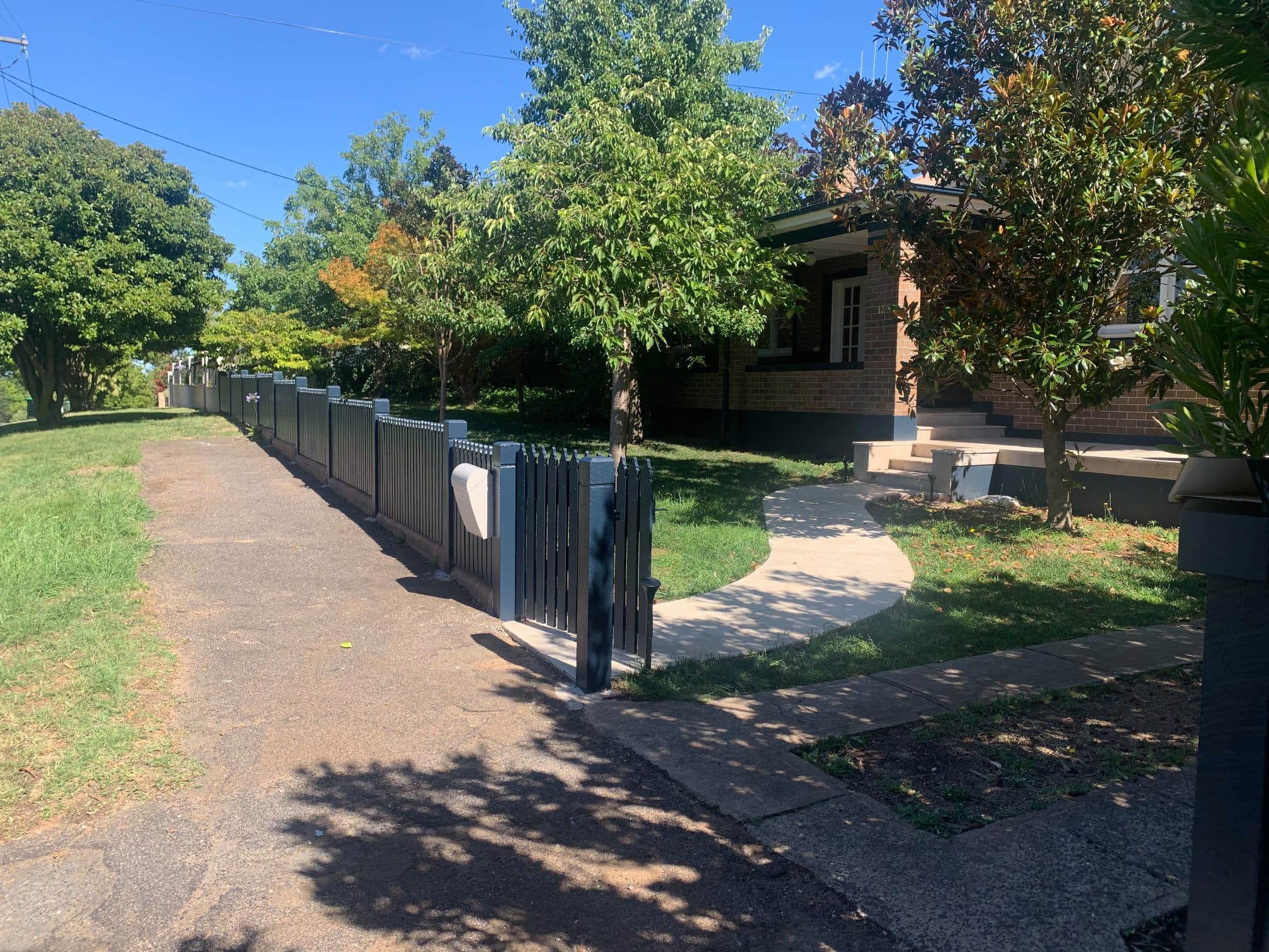 Painted metal fence