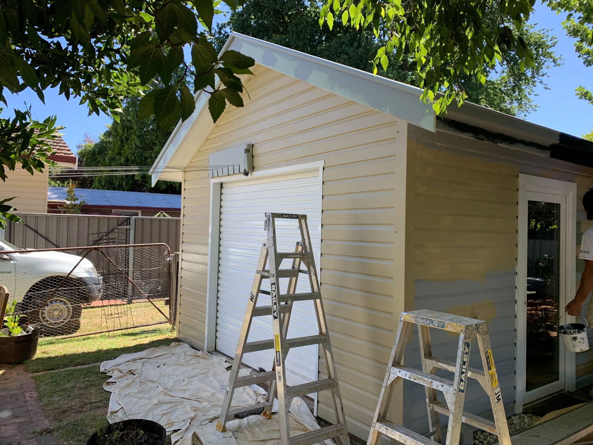 Shed painting in progress