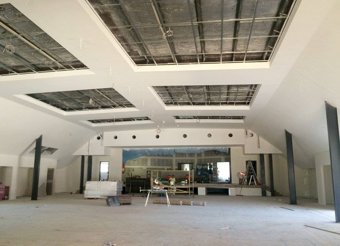 Interior with dark green walls