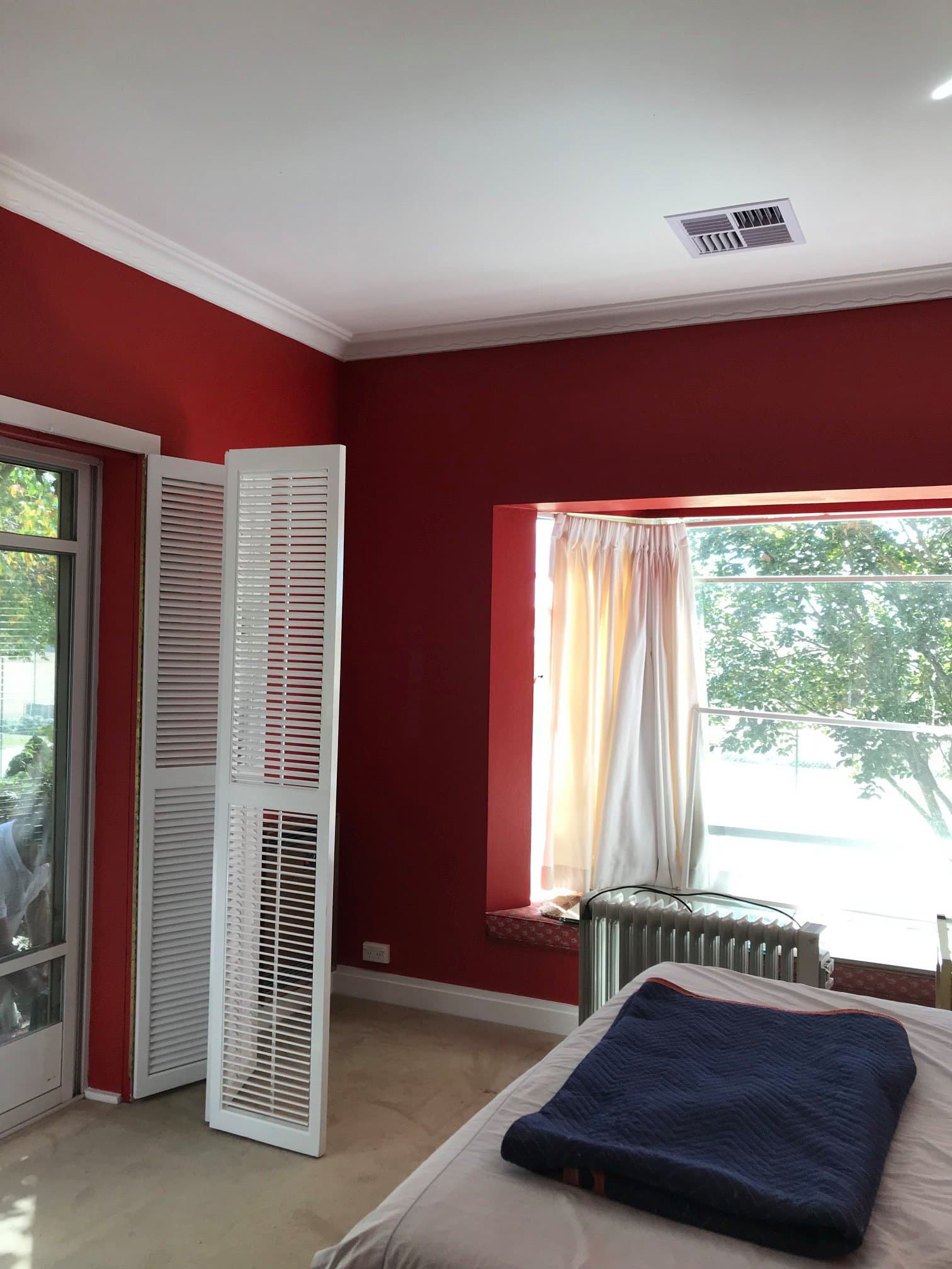 Bedroom with red walls