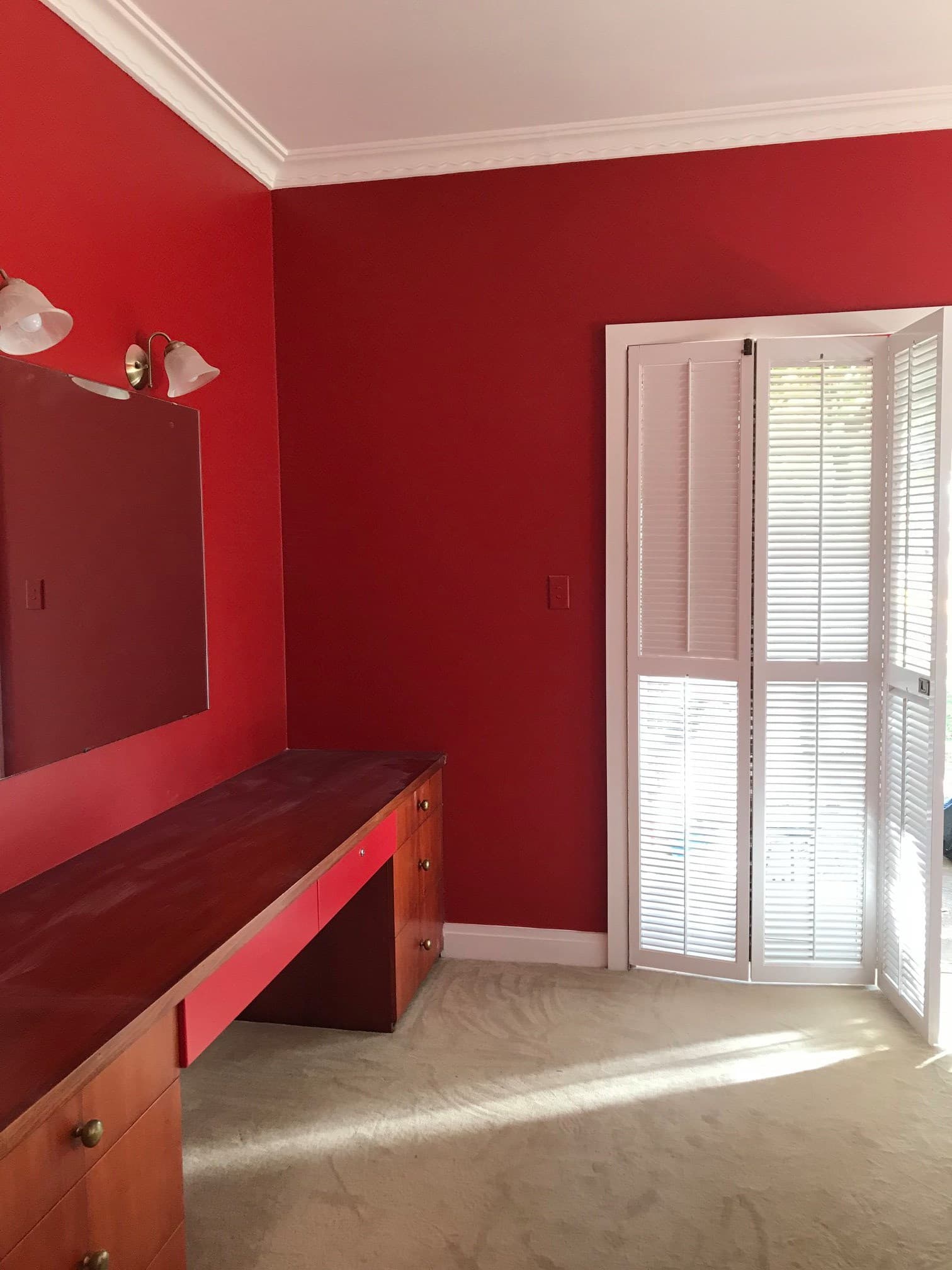 Bedroom with red walls