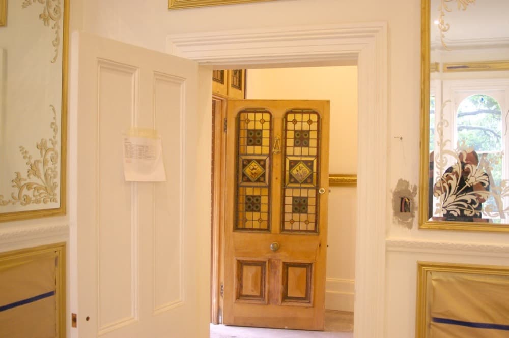 Heritage stained glass door with gold detailing