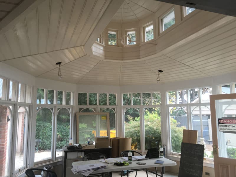 Conservatory dome ceiling painted white