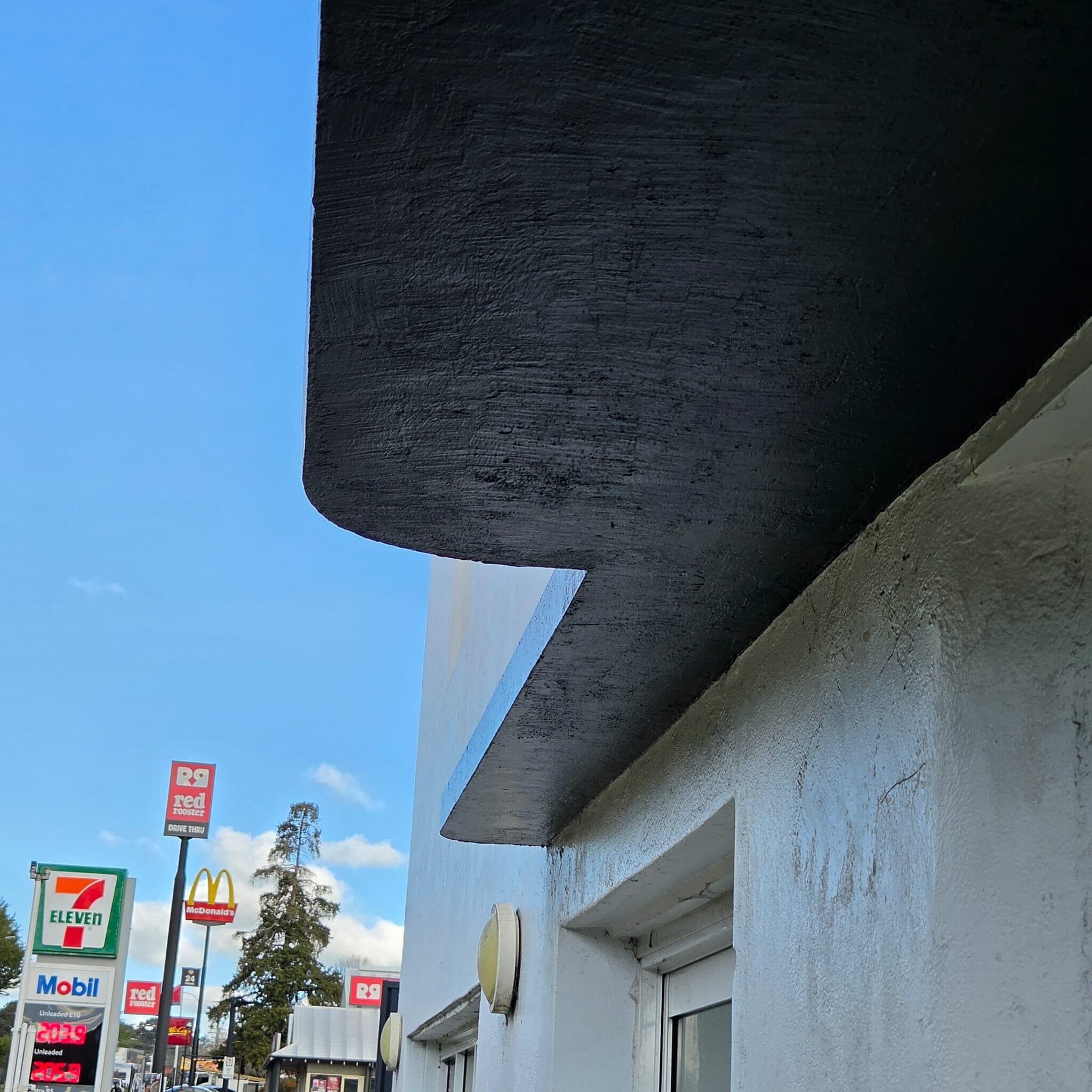 Corner of a repainted commercial awning on the highway approach into Orange NSW