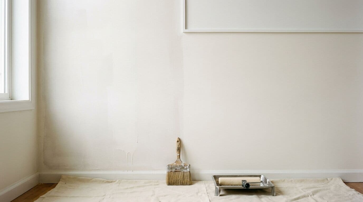 Half-painted wall showing amateur versus professional finish