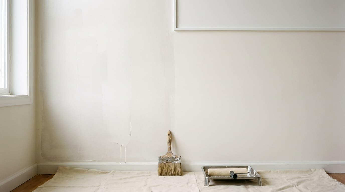 Half-painted wall showing amateur versus professional finish